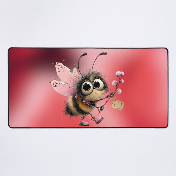Item preview, Cute Valentine Bumblebee with Pink Wings and Flowers designed and sold by Fantacaroo Designs.