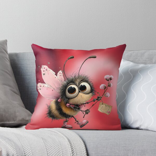 Item preview, Cute Valentine Bumblebee with Pink Wings and Flowers designed and sold by Fantacaroo Designs.