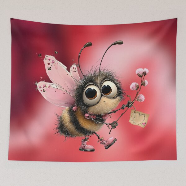 Item preview, Cute Valentine Bumblebee with Pink Wings and Flowers designed and sold by Fantacaroo Designs.