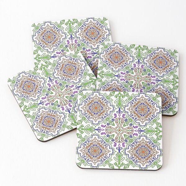 Item preview, "Neon Diamond Mandala with Floral Cross and Leaf Connectors" designed and sold by nighttime1990.