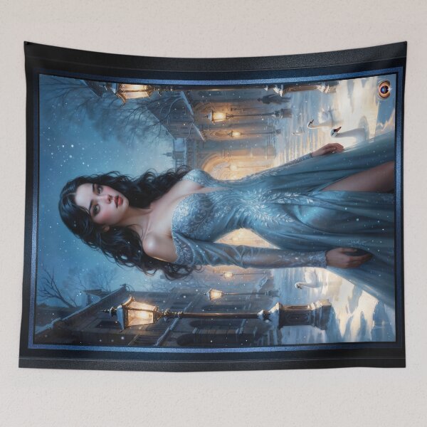 Item preview, Danya Lunari Winter Courtyard Fantasy Portrait Graceful AI Concept Art by Xzendor7 designed and sold by Xzendor7 Digital Art Creations.