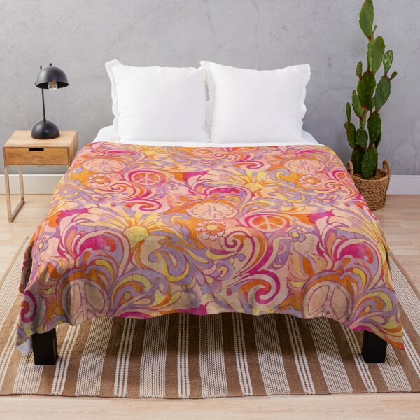 Item preview, Retro 60s Peace Sign Watercolor Seamless Pattern designed and sold by casaloomaria.