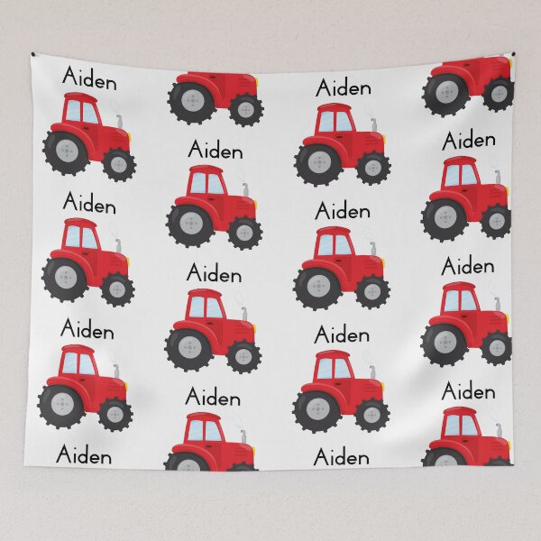 Item preview, Aiden Personalized Red Tractor designed and sold by lifeintoart.