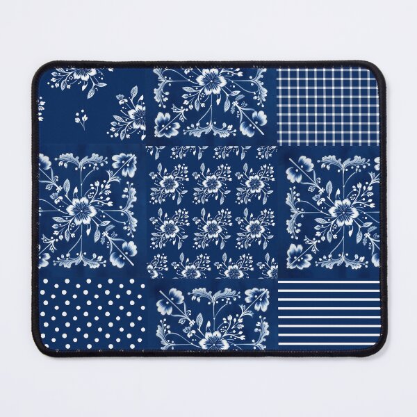 Item preview, Miaozu Batik Blue White Patchwork Seamless Repeat designed and sold by Sharon Schwalbe.
