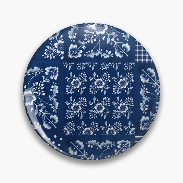 Item preview, Miaozu Batik Blue White Patchwork Seamless Repeat designed and sold by Sharon Schwalbe.
