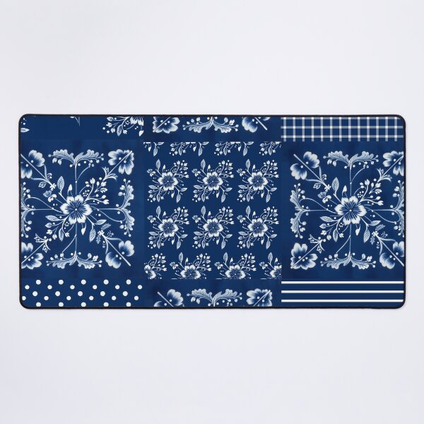 Item preview, Miaozu Batik Blue White Patchwork Seamless Repeat designed and sold by Sharon Schwalbe.