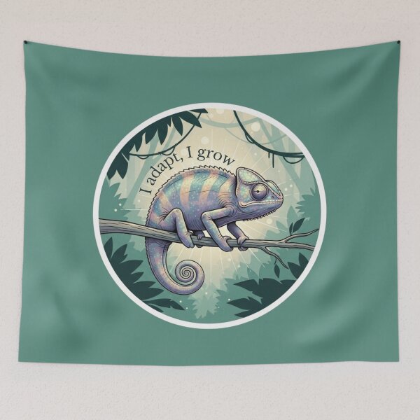 Item preview, I Adapt, I Grow – Inspirational Chameleon Illustration with Nature Aesthetic designed and sold by soletstudio.