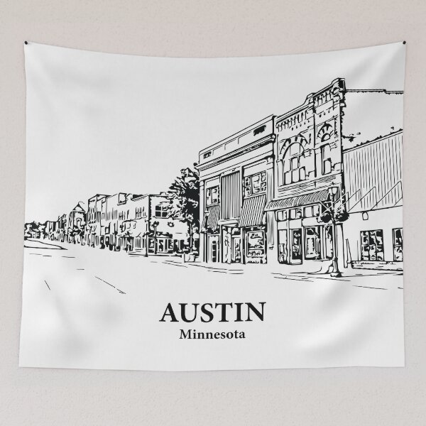 Item preview, Austin MN - Ink Cityscape Illustration designed and sold by Lakeric Cityscapes.