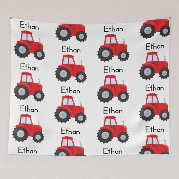 Item preview, Ethan Personalized Red Tractor designed and sold by lifeintoart.