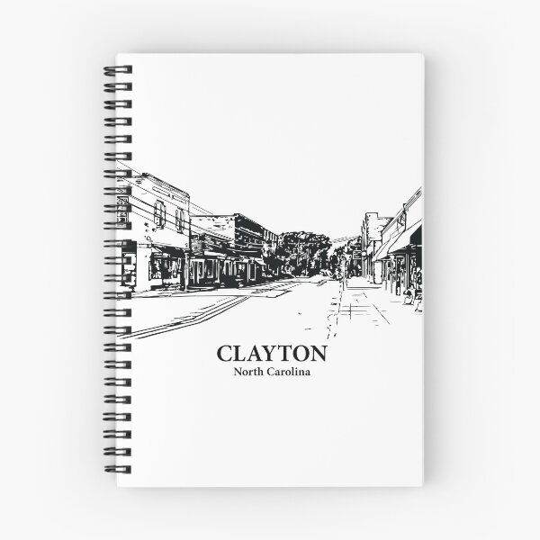 Item preview, Clayton NC - Ink Cityscape Illustration designed and sold by Lakeric Cityscapes.