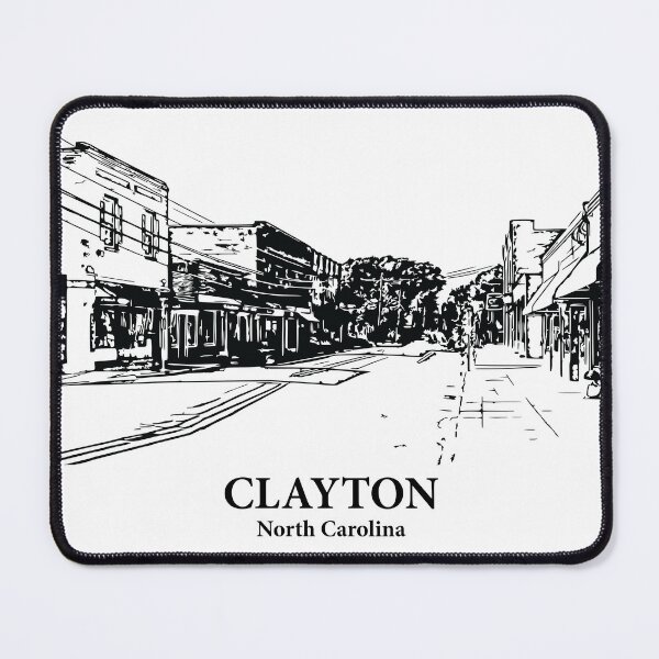 Item preview, Clayton NC - Ink Cityscape Illustration designed and sold by Lakeric Cityscapes.