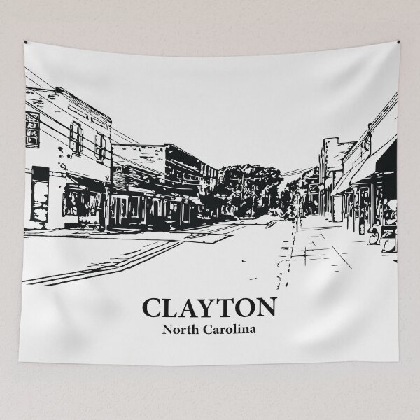 Item preview, Clayton NC - Ink Cityscape Illustration designed and sold by Lakeric Cityscapes.