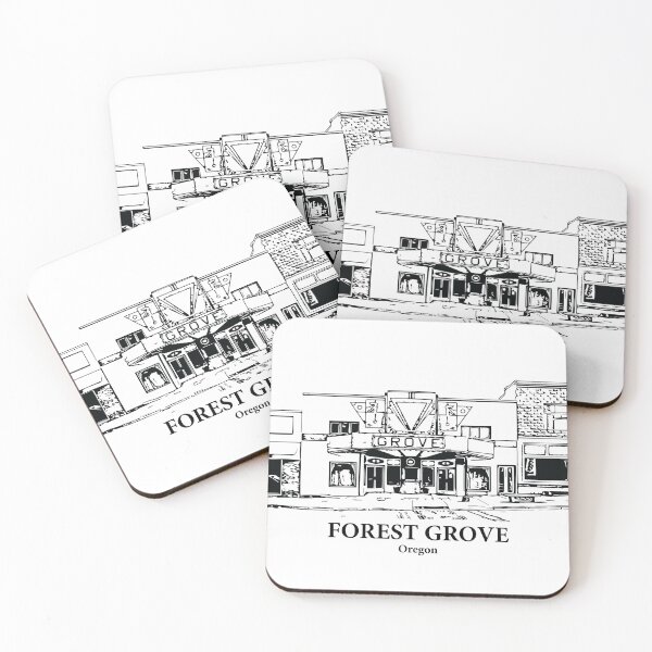 Item preview, Forest Grove OR - Ink Cityscape Illustration designed and sold by Lakeric Cityscapes.