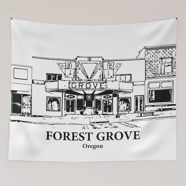 Item preview, Forest Grove OR - Ink Cityscape Illustration designed and sold by Lakeric Cityscapes.