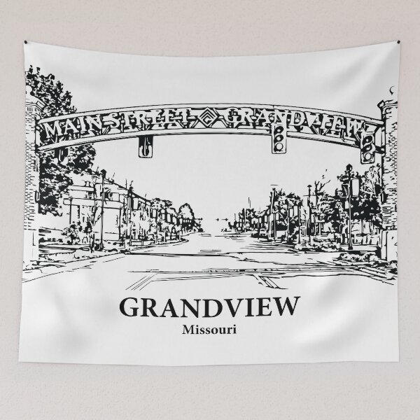 Item preview, Grandview MO - Ink Cityscape Illustration designed and sold by Lakeric Cityscapes.