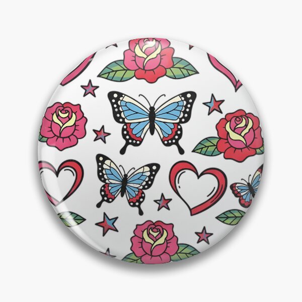 Item preview, Y2K Retro Tattoo Flash - Vintage Hearts and Stars designed and sold by KrovusLab.