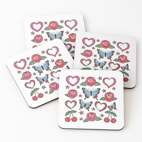 Item preview, Y2K Retro Tattoo Flash - Vintage Hearts and Stars designed and sold by KrovusLab.