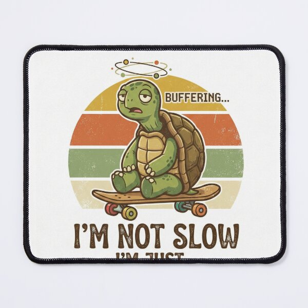 Item preview, Im Not Slow Just Buffering Turtle Skateboard Funny Retro 70s Sticker designed and sold by Pingi-shop.