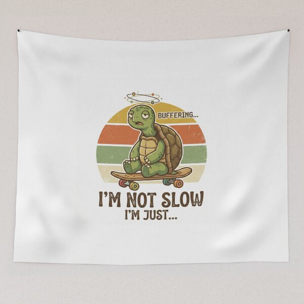 Item preview, Im Not Slow Just Buffering Turtle Skateboard Funny Retro 70s Sticker designed and sold by Pingi-shop.