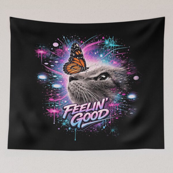 Item preview, Cat  and Butterfly art. Feelin good.  designed and sold by Natart1004.