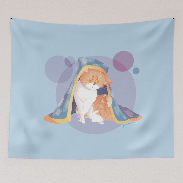 Item preview, Blanket Covered Orange Cat designed and sold by RyukiArtbook.