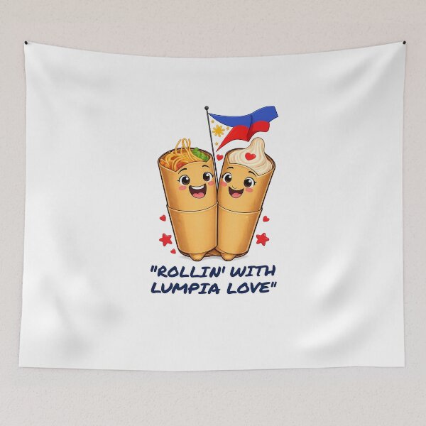 Item preview, Rollin’ with Lumpia Love – Cute Filipino Food Cartoon Design designed and sold by FirstLoveDadArt.