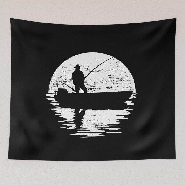 Item preview, Angler in boat - water reflection - full moon designed and sold by Halfstone.