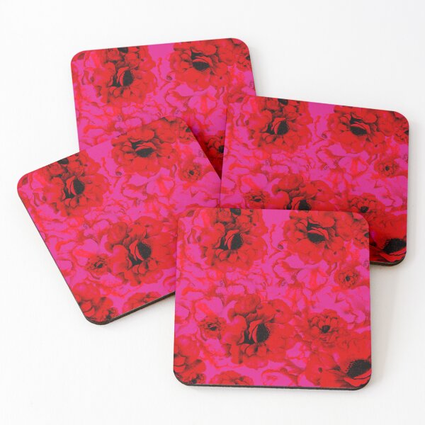 Item preview, Bold hot pink and red preppy flowers designed and sold by FatBirdie.