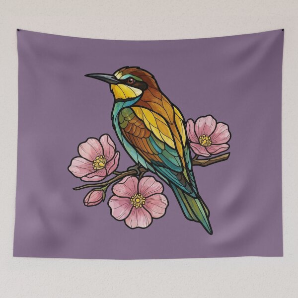 Item preview, European Bee Eater Floral Bird Illustration designed and sold by BirdsnStuff.