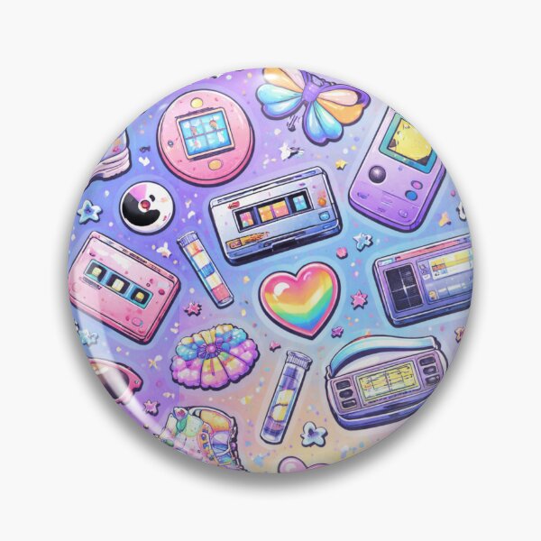 Item preview, 90s Retro Nostalgia Pattern AI – Pastel Y2K Icons Seamless Design designed and sold by Cleora Art .