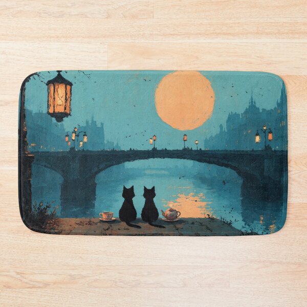 Item preview, Cats on a bridge under moonlight designed and sold by Erika Kaisersot.