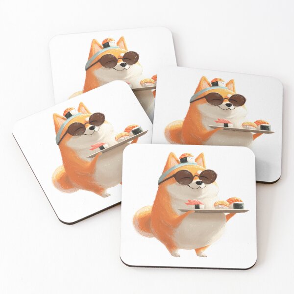 Item preview, Sushi Shiba Waiter – Cool Dog Serving Nigiri designed and sold by Beachy Beasts.