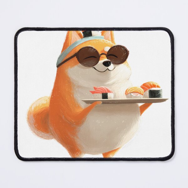 Item preview, Sushi Shiba Waiter – Cool Dog Serving Nigiri designed and sold by Beachy Beasts.