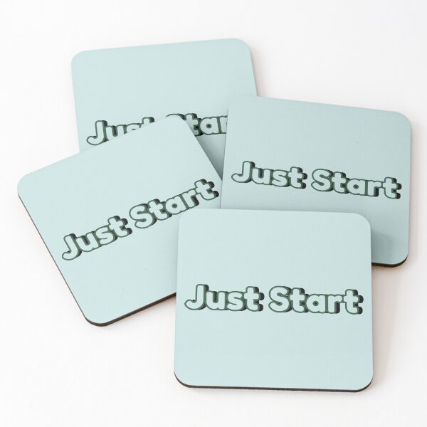 Item preview, Just Start Green Text Motivational Stickers Prints Posters Wall Art Magnet Home Coffee Cup Decoration TShirt Stationary Notebook Magnet Hat Kitchen Work School Office Redbubble Shop designed and sold by Saritas Boutique Shop.