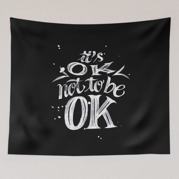 Item preview, It's OK Not To Be OK - Silver Brush Lettering Mental Health Art designed and sold by Latikshop.