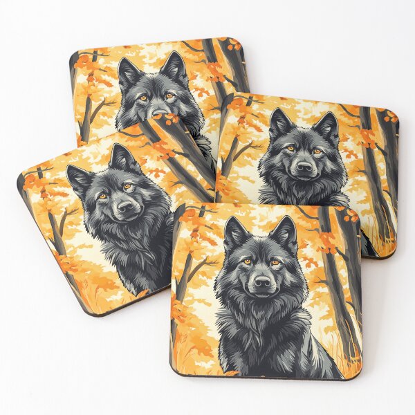 Item preview, Black Wolf in Autumn Forest designed and sold by PetsArt.