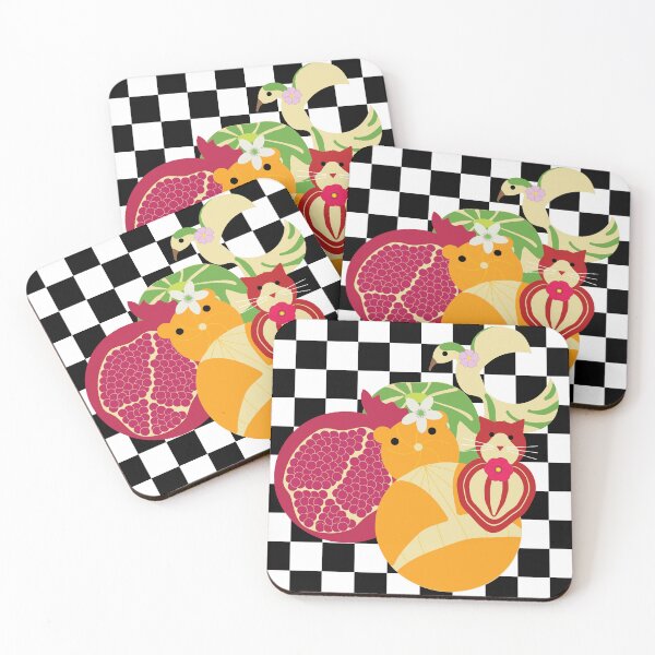 Item preview, Fruity Friends on Black & White Checkered designed and sold by Digitalmyth's Designs.