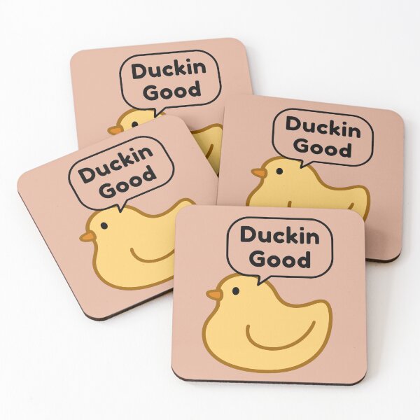 Item preview, Duckin Good Cute Yellow Text Bird Stickers Prints Posters Wall Art Magnet Home Coffee Cup Decoration TShirt Stationary Notebook Magnet Hat Kitchen Work School Office Redbubble Shop designed and sold by Saritas Boutique Shop.