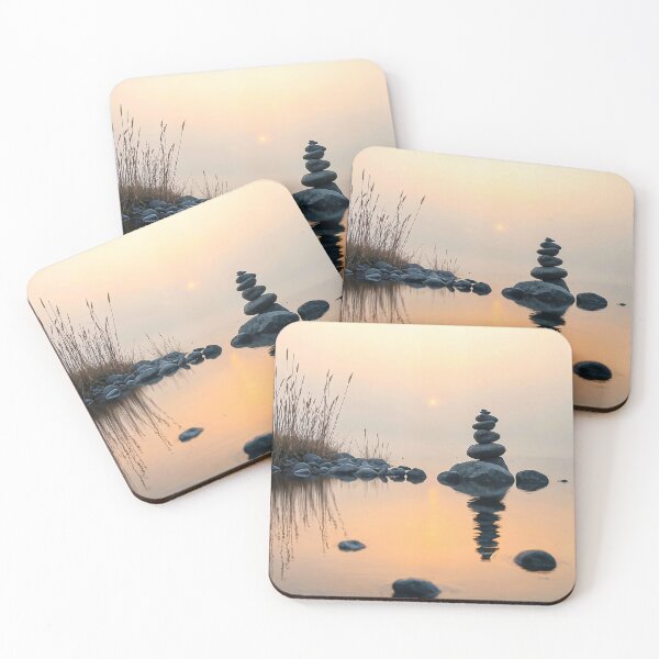Item preview, Calming Still Water with Rock Cairn designed and sold by PyxieZen.