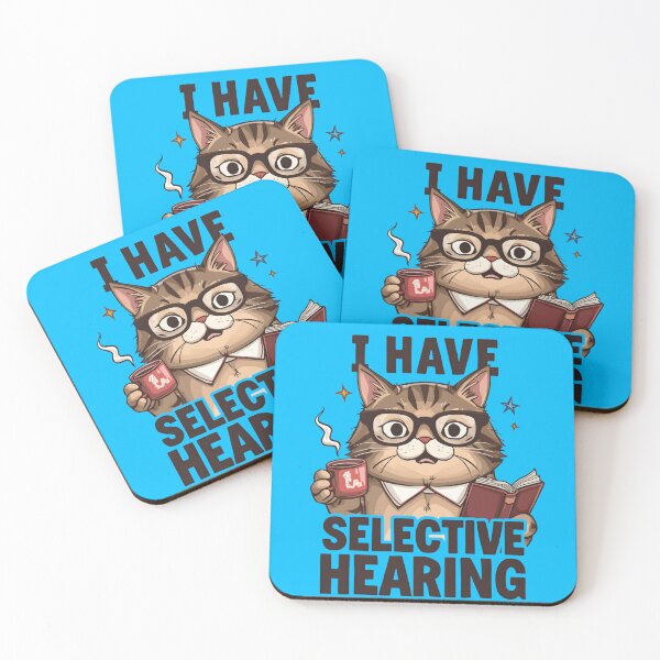 Item preview, I Have Selective Hearing Cat Book Coffee designed and sold by TeeSpectrume.