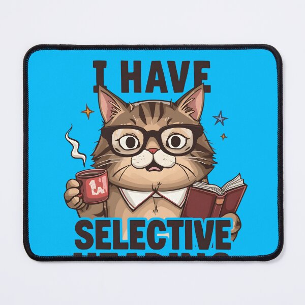 Item preview, I Have Selective Hearing Cat Book Coffee designed and sold by TeeSpectrume.