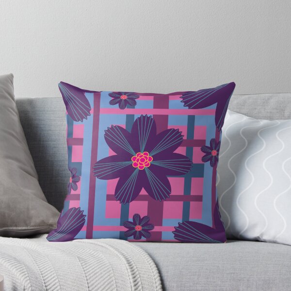 Item preview, Retro Floral Fantasy on Pink & Blue Plaid  designed and sold by Digitalmyth's Designs.