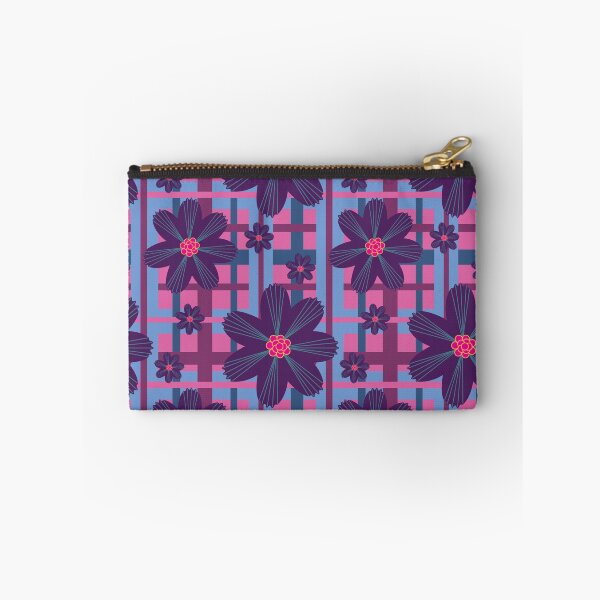 Item preview, Retro Floral Fantasy on Pink & Blue Plaid  designed and sold by Digitalmyth's Designs.