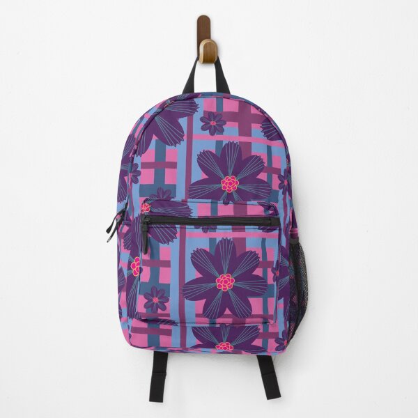 Item preview, Retro Floral Fantasy on Pink & Blue Plaid designed and sold by Digitalmyth's Designs.