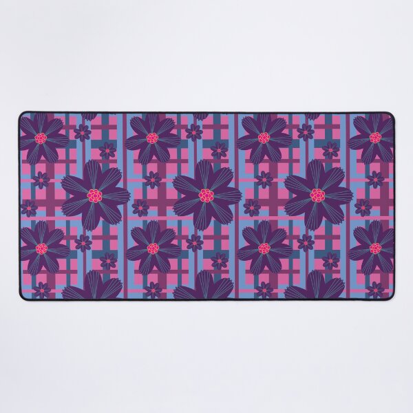 Item preview, Retro Floral Fantasy on Pink & Blue Plaid  designed and sold by Digitalmyth's Designs.