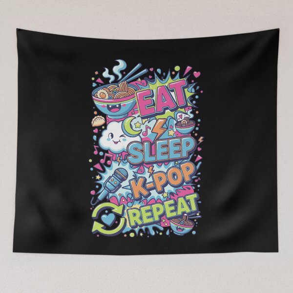 Item preview, Eat Sleep K-Pop Repeat Cute Korean Music Anime designed and sold by LuminOrb.