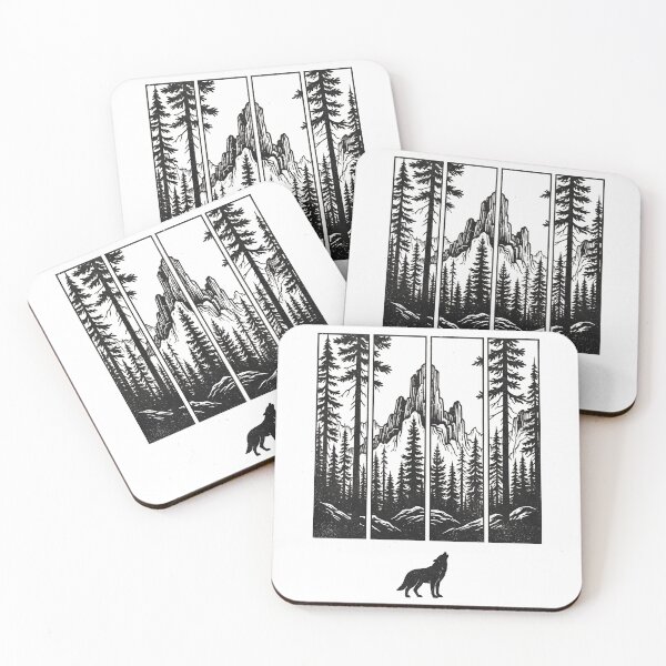 Item preview, Vintage Retro Mountain Forest Wolf Art designed and sold by MANA-Goods.