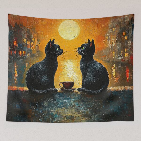 Item preview, Two Cats Moonlight Tea designed and sold by Erika Kaisersot.
