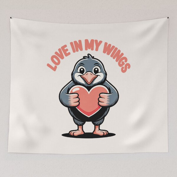 Item preview, Love in My Wings – Cute Kiwi Bird Holding Heart Valentine Ilustration designed and sold by NaturEdeN.