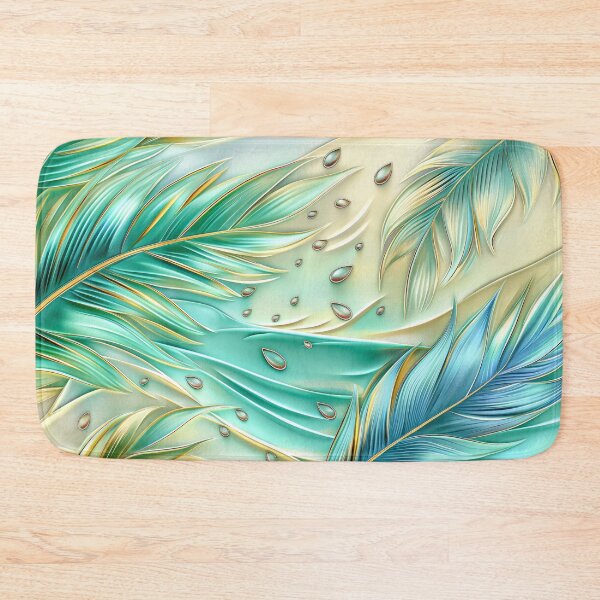 Item preview,  Teal and Gold Tropical Leaves Art designed and sold by MargaretWiktor.